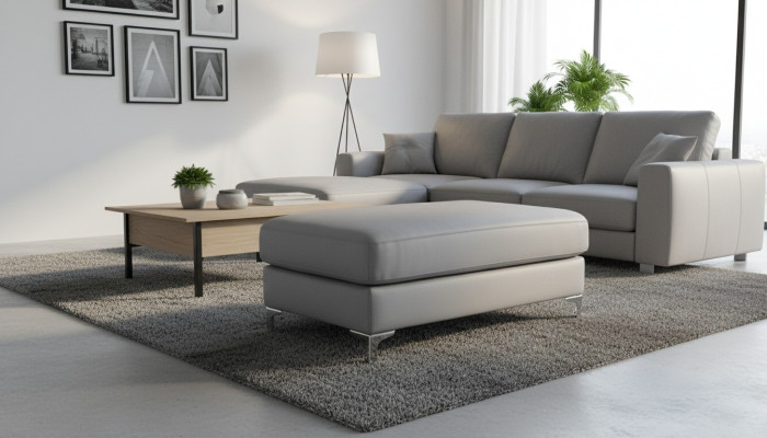 XXL Club Footstool Lounge Ottoman Pouf Textile Ottoman Designer