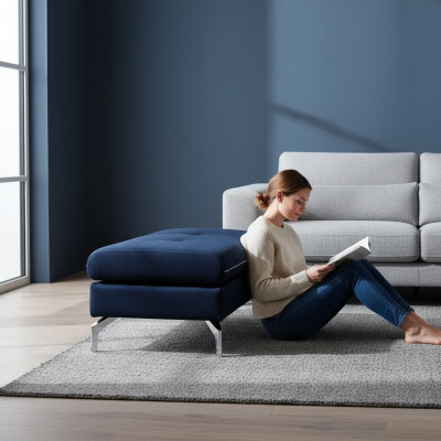 XXL Club Footstool Fabric Lounge Stool Ottoman Pouf Textile Ottoman