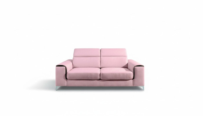 A respectable modern and comfortable 2-seater sofa in a stylish pink color
