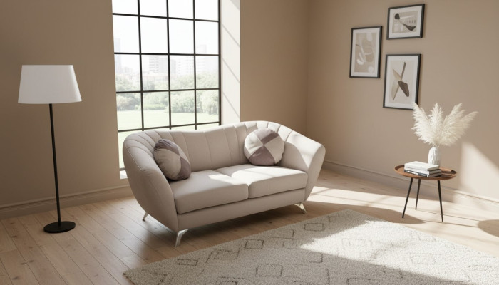 The 2-seater sofa in an elegant and modern style fits perfectly into any interior.