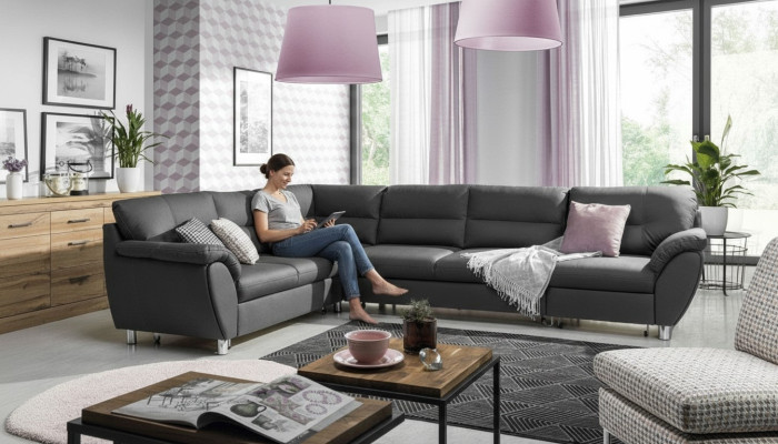 Living landscape sofa bed U-shaped fabric textile sofa couch upholstered corner