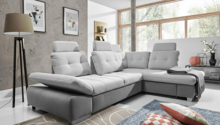 Textile corner sofa couch upholstered corner set fabric sleeping living landscape new