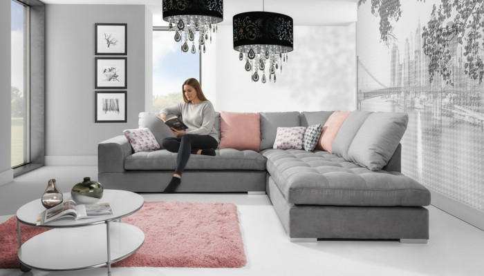Green sofa bed for three people, stylish 3-seater sofa, sofas from Europe