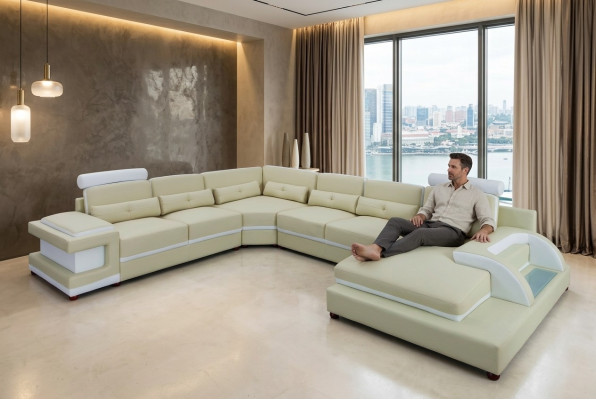 Leather Sofa XXL Big Sofas Sofa Couch Couch Upholstery Corner Sofa Living Landscape Leather