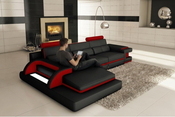 Design upholstered corner leather sofa couch seating suite living landscape