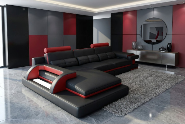 Design upholstered corner leather sofa couch seating suite living landscape