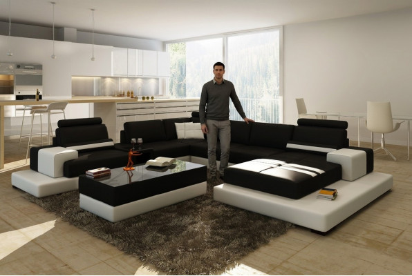 Modern XXL Large Living Landscape Sofa Couch Upholstered Corner Sofa Set