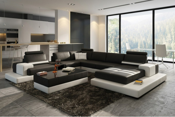 Modern XXL Large Living Landscape Sofa Couch Upholstered Corner Sofa Set