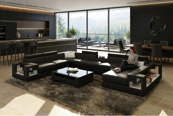 XXL Big Living Landscape Leather Sofa Sofa Couch Upholstery Sofa Suite