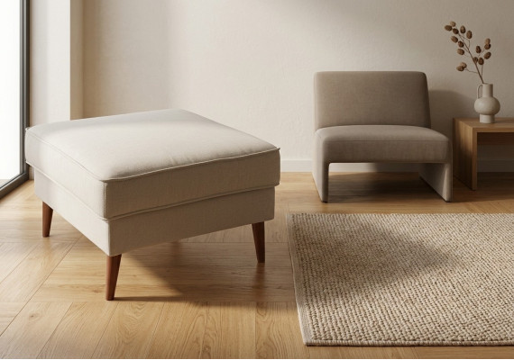 XXL Club Footstool Lounge Stool Ottoman Pouf Leather Textile Decor Ottoman