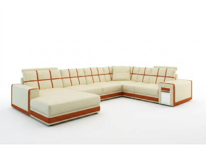 Leather Sofa XXL Living Landscape Corner Sofa Upholstered Corner Seat Couch Set
