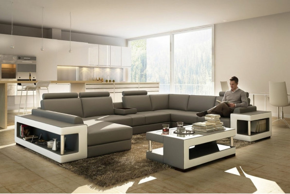 Leather Sofa XXL Corner Sofa Design Big Sofa Couch Upholstery Corner Seating Suite