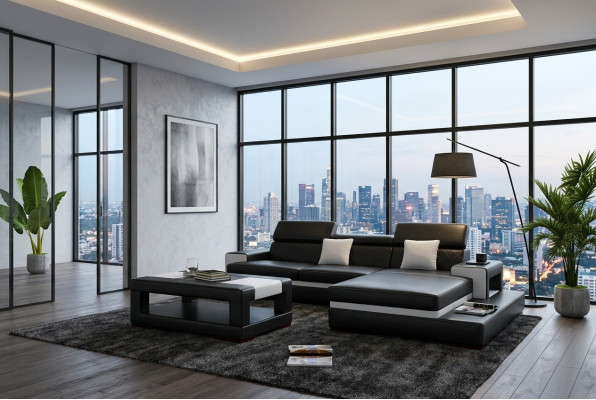 XXL Leather Sofa Corner Sofa Design Big Sofa Couch Upholstered Corner Seating Suite