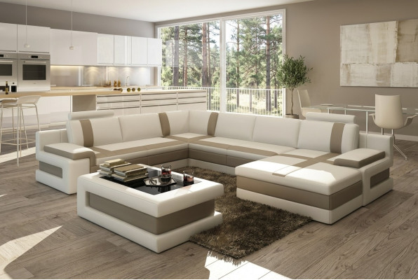 Leather Sofa Couch Living Landscape U-Shape Design Modern Sofa Corner Sofas