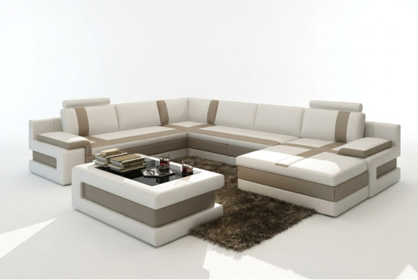 Leather Sofa Couch Living Landscape U-Shape Design Modern Sofa Corner Sofas