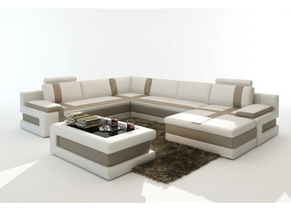 Leather Sofa Couch Living Landscape U-Shape Design Modern Sofa Corner Sofas