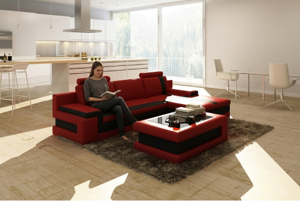 Leather sofa couch living landscape L-shaped design modern sofa corner sofas