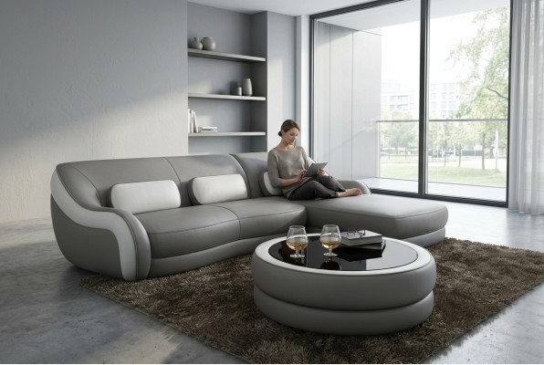 Designer leather sofa corner sofa upholstered corner couch seating L-shape suite sofa new
