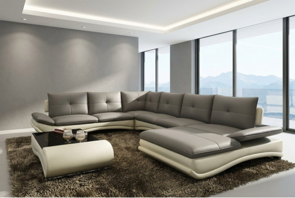 Leather sofa XXL U-shaped living room couch big leather couch sofas