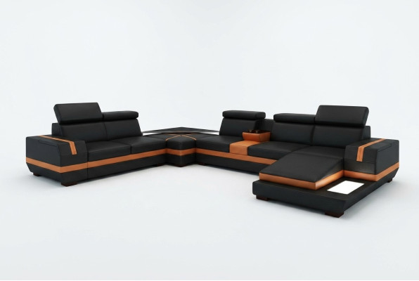 Leather sofa couch living area U-shape design modern sofa corner sofas design 5099