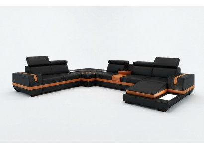 Leather sofa couch living area U-shape design modern sofa corner sofas design 5099