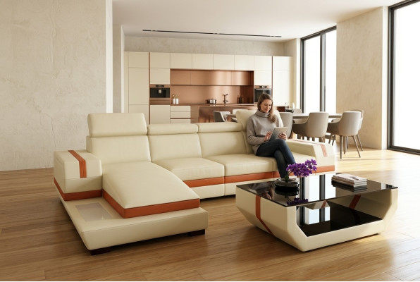 Modern design corner sofa big leather suite corner couch living room seat