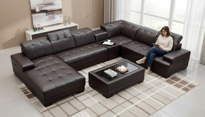 XXL Leather Big Living Room Sofa Couch Corner Sofa Sofas Couches Upholstery