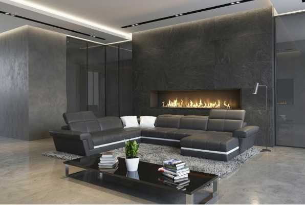 Leather sofa couch living landscape U-shaped design modern sofas couches