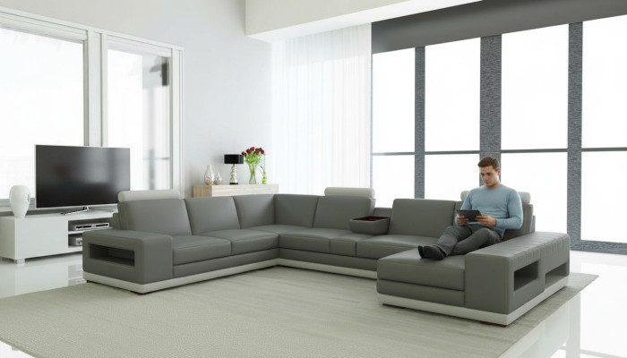 Leather Sofa Couch Living Landscape U-Shape Design Modern Sofa 5154