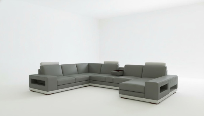 Leather Sofa Couch Living Landscape U-Shape Design Modern Sofa 5154