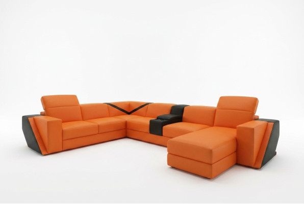 Leather sofa couch upholstered living landscape designer leather sofa U-shape