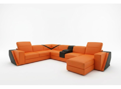 Leather sofa couch upholstered living landscape designer leather sofa U-shape