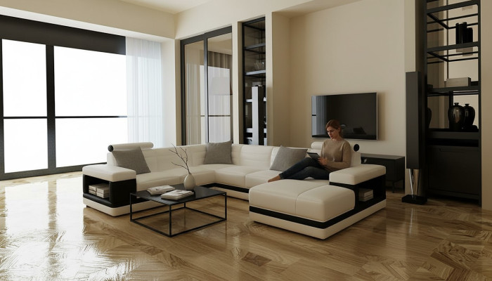 Leather sofa couch living landscape corner sofa U-shape design modern sofa