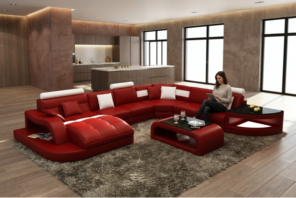 Luxury Designer Corner Sofa Leather Sofa Couch Upholstery Living Landscape Leather