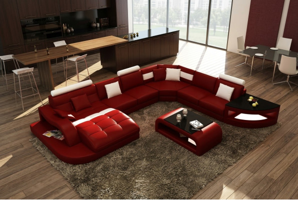 Luxury Designer Corner Sofa Leather Sofa Couch Upholstery Living Landscape Leather