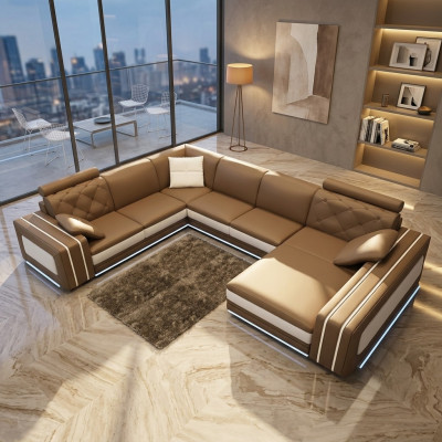 XXL large living room sofa corner sofa corner couch seating suite leather sofas