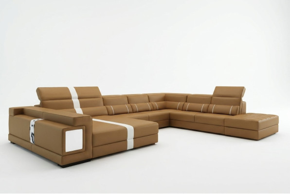 Luxury living landscape corner sofa couch upholstery leather seat U shape