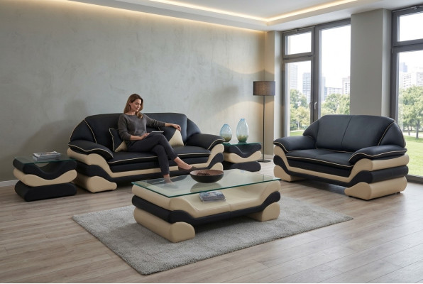 Classic luxury designer coffee table sofa living room table leather