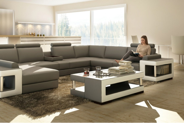 Luxury glass table living room side table designer tables glass leather