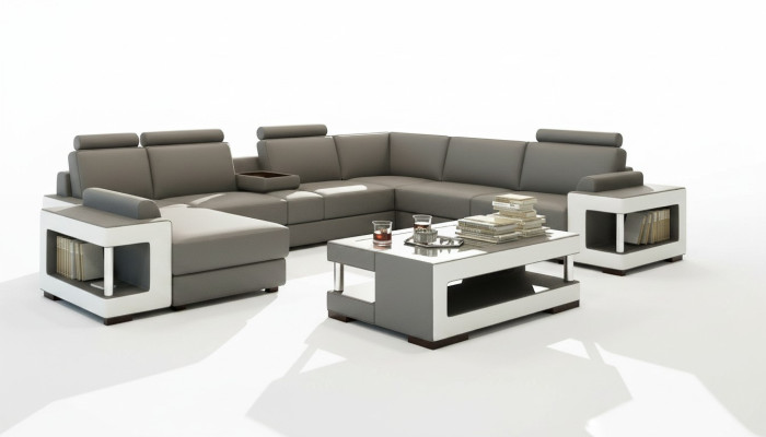 Luxury glass table living room side table designer tables glass leather