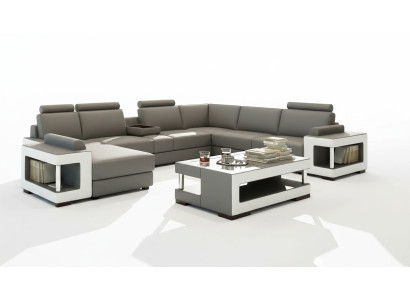 Luxury glass table living room side table designer tables glass leather
