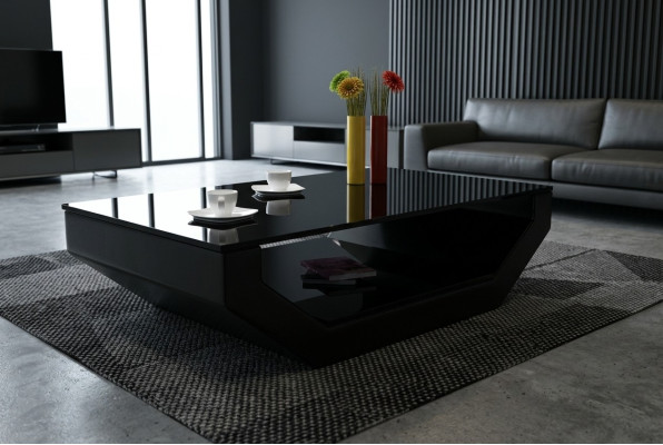 Design Space Luxury Leather Glass Table Living Room Sofa Table Side Tables