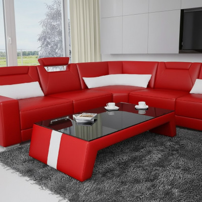 Modern living room coffee table table side glass cushion leather tables
