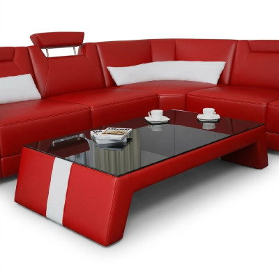 Modern living room coffee table table side glass cushion leather tables