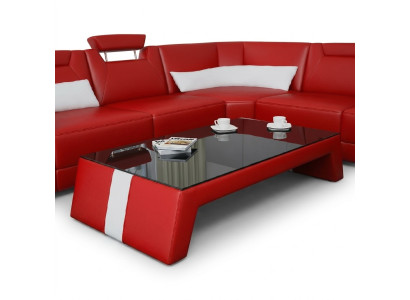 Modern living room coffee table table side glass cushion leather tables