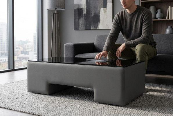 Leather Coffee Design Upholstered Couch Table Living Room Glass Tables Tables