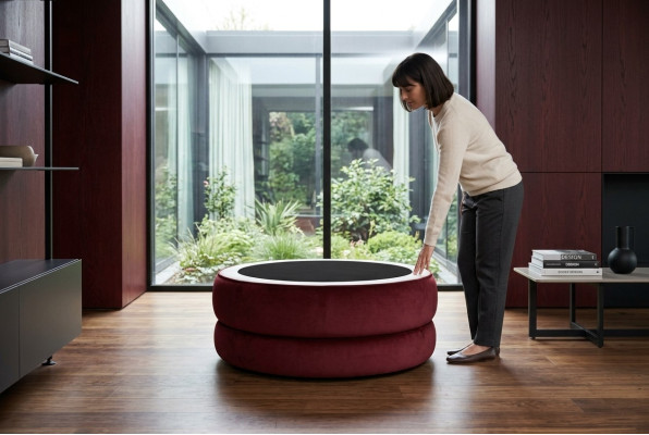 Round Round Living Room Glass Table Cushion Side Modern Leather Coffee Table