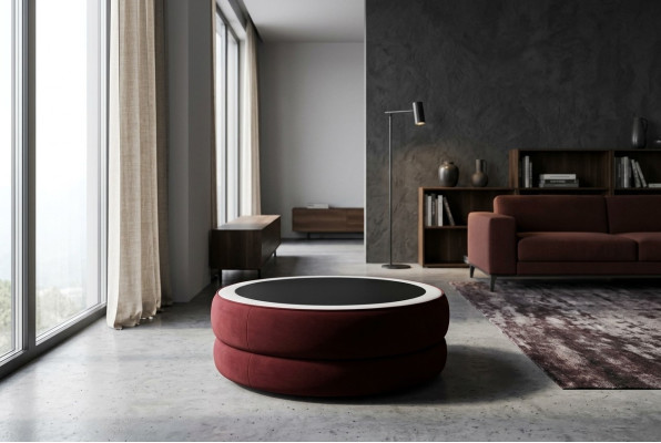 Round Round Living Room Glass Table Cushion Side Modern Leather Coffee Table
