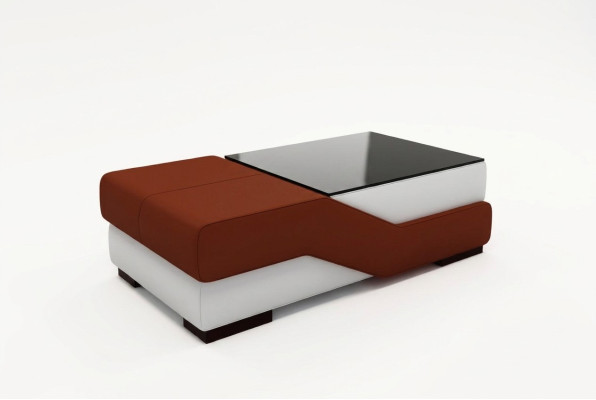 Designer glass table table cushion modern living room leather couch sofa