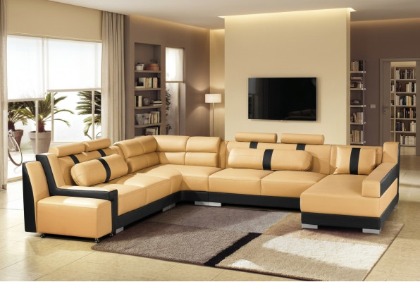 Leather Sofa Couch Upholstery Corner U-Shape Living Landscape Corner Set Sofas